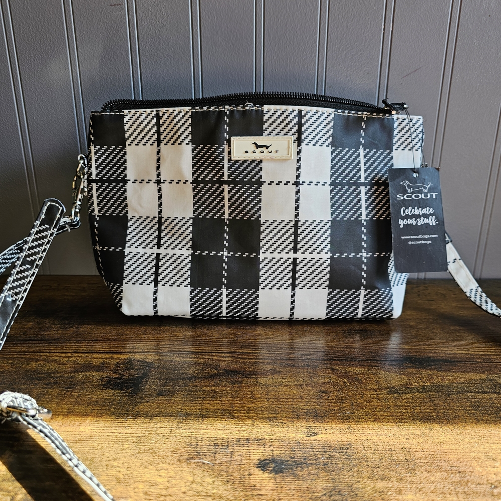 SCOUT Black and White Checkered Crossbody Bag